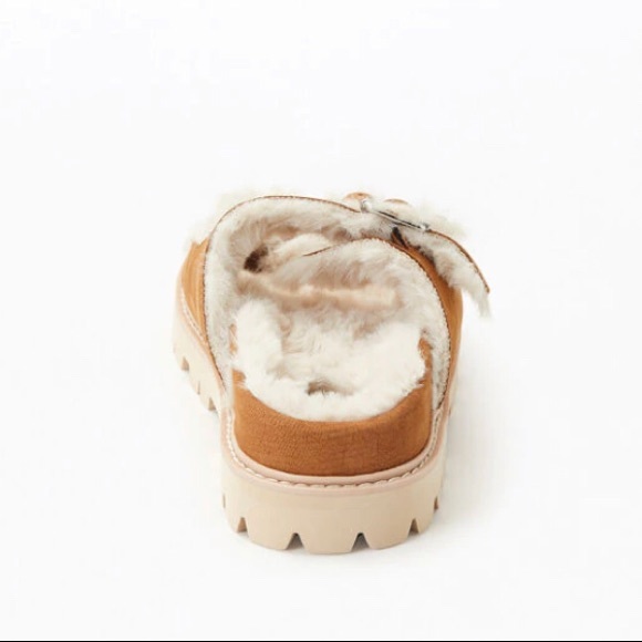 NWOT Dolce Vita | Saddle Tan Leather Suede Sandals & Super Soft Faux Fur Lining - Picture 12 of 13